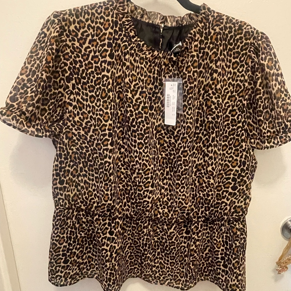 NWT JCrew Leopard Print Peplum Top